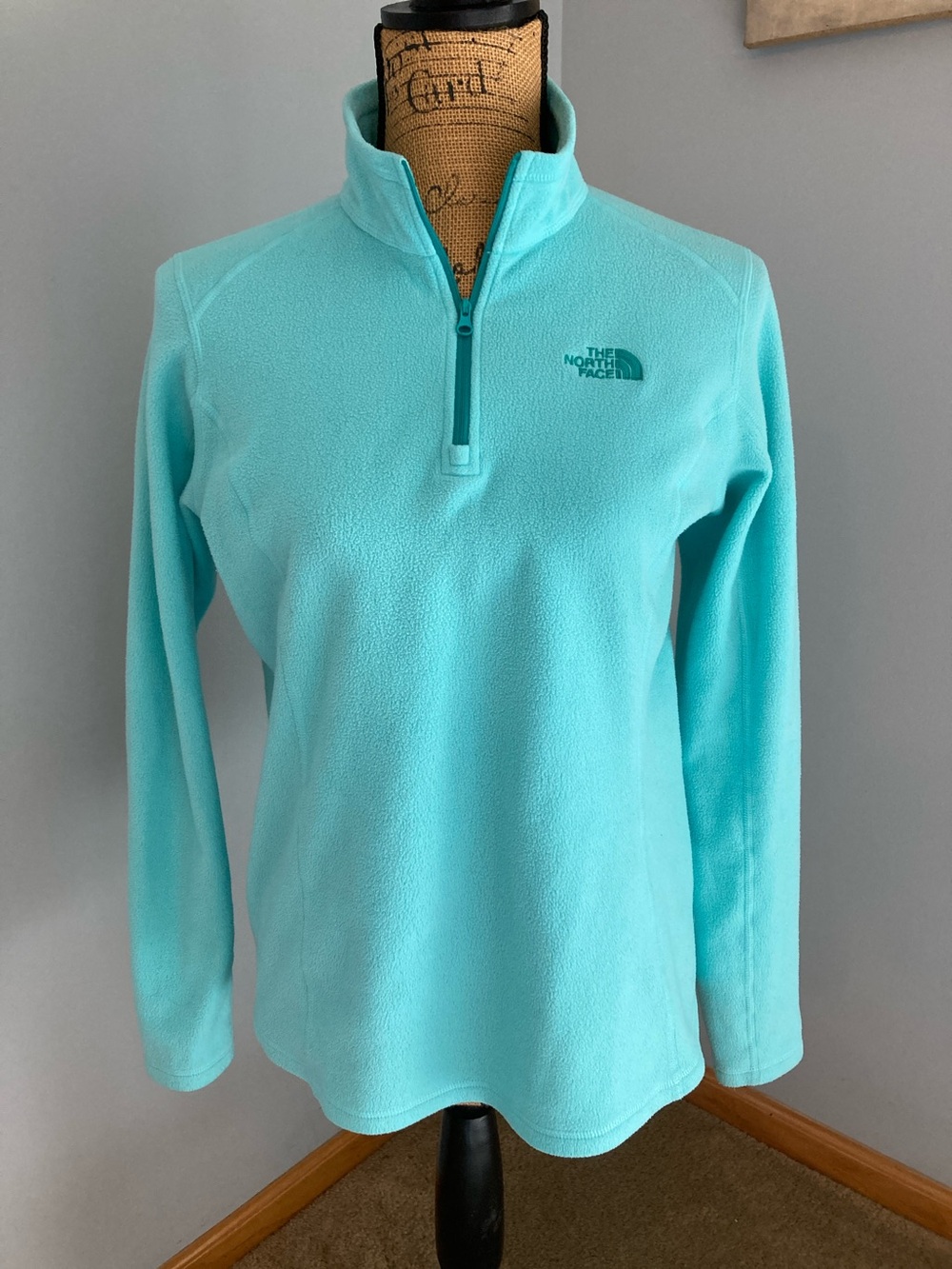 The North Face Teal Quarter-Zip Fleece Pullover Women Size M